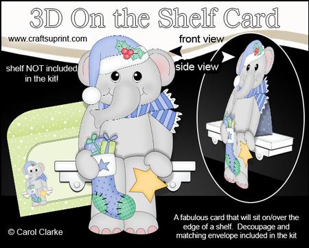 3D on the Shelf Card Kit - Little Christmas Elephant