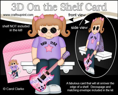 3D on the Shelf Card Kit - Little Rock N Roll Guitarist Anna