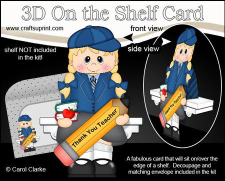 3D on the Shelf Card Kit - Little Schoolgirl Eva