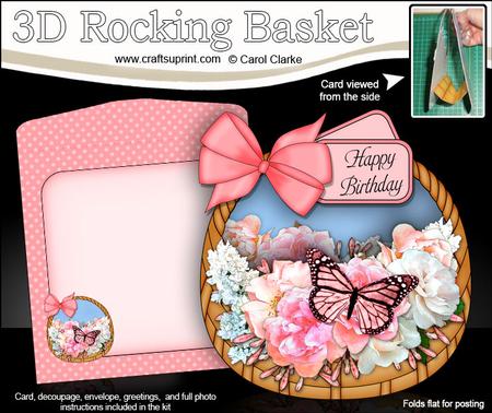 3D Summer Flowers & Butterflies Rocking Basket