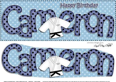 Large Dl Birthday Cameron Karate Card & 3D Decoupage