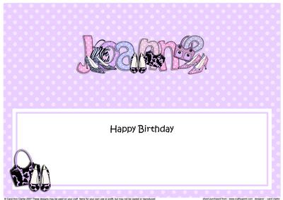 Lge Dl Birthday Joanne Shoes & Handbags Insert