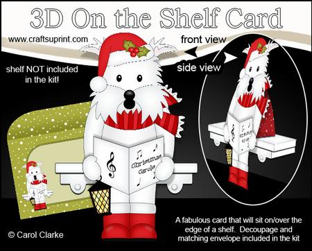 3D on the Shelf Card Kit - Christmas Westie Dog
