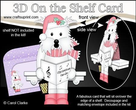 3D on the Shelf Card Kit - Christmas Westie Dog