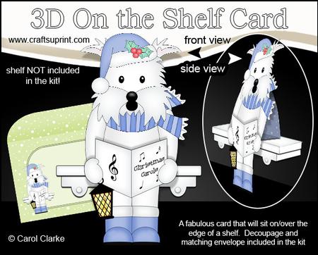 3D on the Shelf Card Kit - Christmas Westie Dog