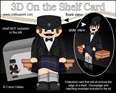 3D on the Shelf Card Kit - Little Scotsman Angus in Kilt