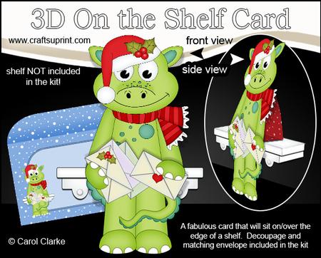 3D on the Shelf Card Kit - Christmas Denis Dinosaur