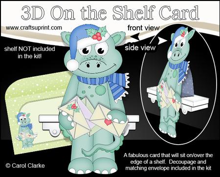 3D on the Shelf Card Kit - Christmas Denis Dinosaur