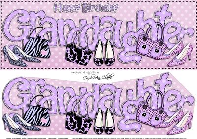 Lge Dl Birthday Grandaughter Shoes & Handbags 3D Decoupage