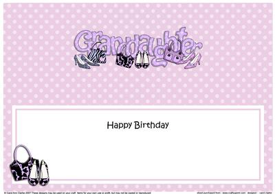 Lge Dl Birthday Grandaughter Shoes & Handbags Insert