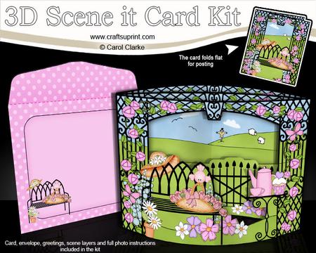 3D Garden Bench Scene It Card Kit