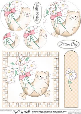Cute Cat Quick Card with Circle Pyramage Topper