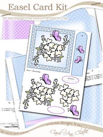 Flowers and Butterfly Easel Card Kit in with 3D Decoupage