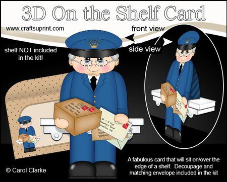 3D on the Shelf Card Kit - Little Old Man Postman Bernard