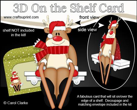 3D on the Shelf Card Kit - Christmas Skiing Rudolph