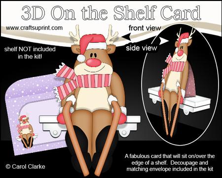 3D on the Shelf Card Kit - Christmas Skiing Rudolph