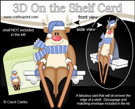 3D on the Shelf Card Kit - Christmas Skiing Rudolph