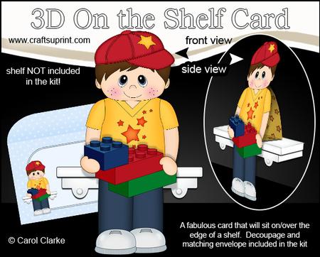 3D on the Shelf Card Kit - Little Building Blocks Boy Bart