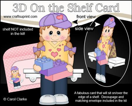 3D on the Shelf Card Kit - Little Building Blocks Girl Babs