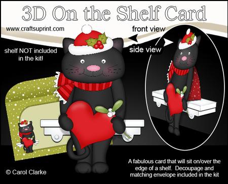3D on the Shelf Card Kit - Christmas Little Cat Sooty