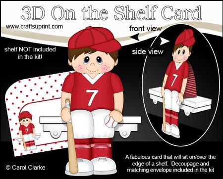 3D on the Shelf Card Kit - Little Baseball Player Hank