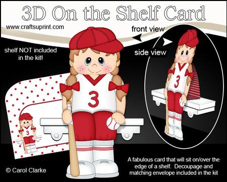 3D on the Shelf Card Kit - Little Baseball Player Ruth