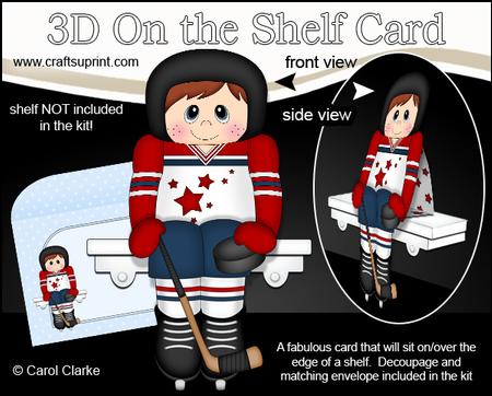 3D on the Shelf Card Kit - Little Ice Hockey Player Curtis