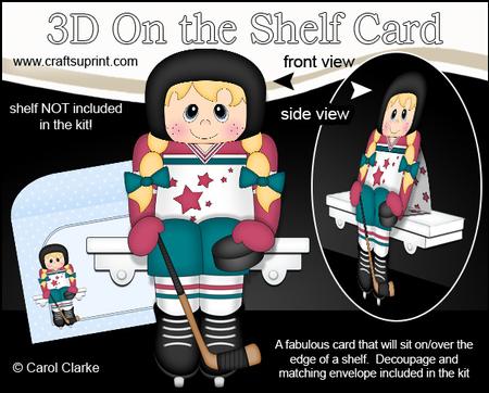 3D on the Shelf Card Kit - Little Ice Hockey Player Pam