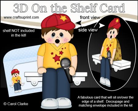3D on the Shelf Card Kit - Little Microphone Boy Jay