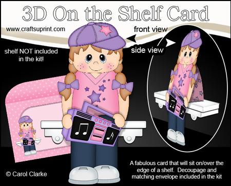 3D on the Shelf Card Kit - Little Boombox Girl Ellie
