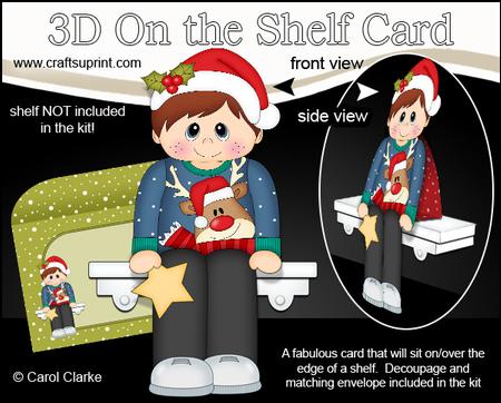 3D on the Shelf Card Kit - Little Christmas Jumper Boy