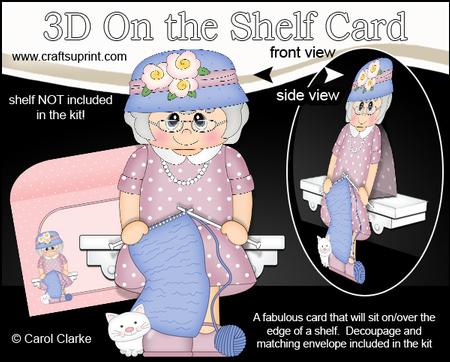 3D on the Shelf Card Kit - Gossip Galz - Knitting Nelly