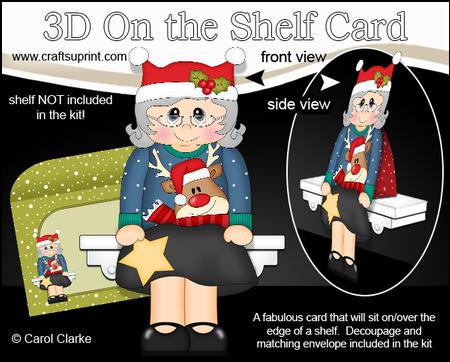 3D on the Shelf Card Kit - Christmas Jumper Old Lady