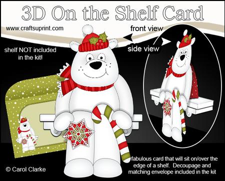3D on the Shelf Card Kit - Little Christmas Polar Bear Ben