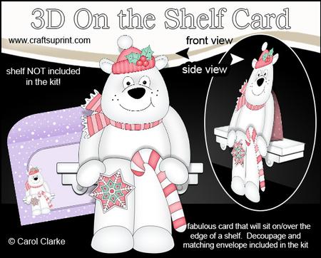 3D on the Shelf Card Kit - Little Christmas Polar Bear Ben