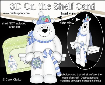 3D on the Shelf Card Kit - Little Christmas Polar Bear Ben