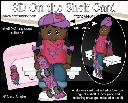 3D on the Shelf Card Kit - Ethnic Skateboard Girl Briana