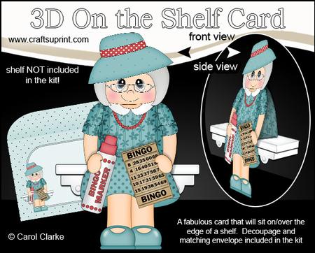 3D on the Shelf Card Kit - Gossip Galz - Old Lady Bingo Bess