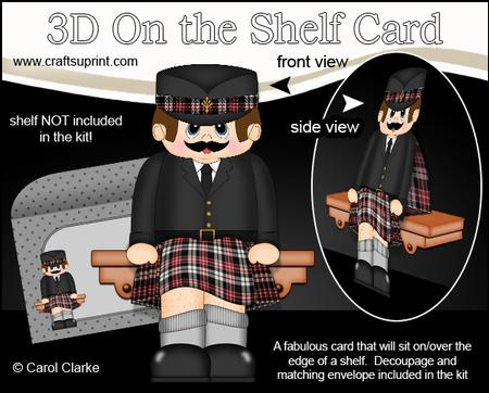 3D on the Shelf Card Kit - Little Scotsman Cory in Kilt