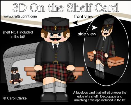 3D on the Shelf Card Kit - Little Scotsman Donal in Kilt