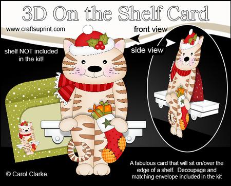 3D on the Shelf Card Kit - Little Christmas Cat Fudge