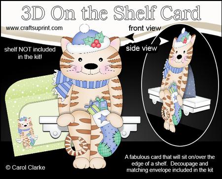 3D on the Shelf Card Kit - Little Christmas Cat Fudge