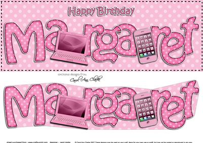 Large Dl Birthday Margaret Gadgets & Gizmos 3D Decoupage