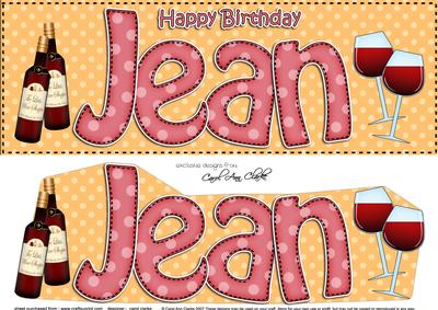 Large Dl Birthday Jean Wine & Glasses 3D Decoupage