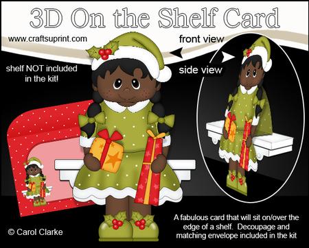 3D on the Shelf Card Kit - Ethnic Christmas Girl Corine