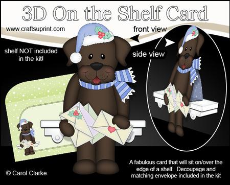 3D on the Shelf Card Kit - Christmas Little Dog Chip