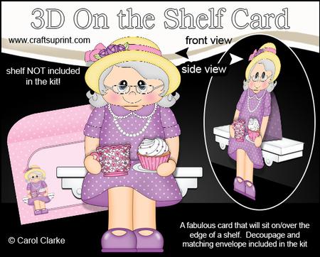 3D on the Shelf Card Kit - Gossip Galz - Cuppa & Cake Connie