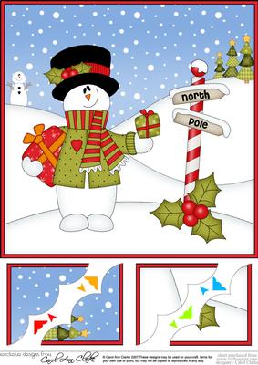 8 x 8 Christmas Snowman Roi Scalloped Corner Topper