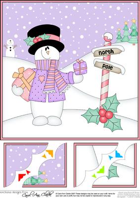 8 x 8 Christmas Snowman Roi Scalloped Corner Topper