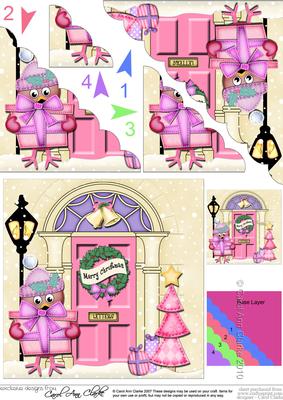 Little Robin Christmas Door Scallop Corner Stacker Topper